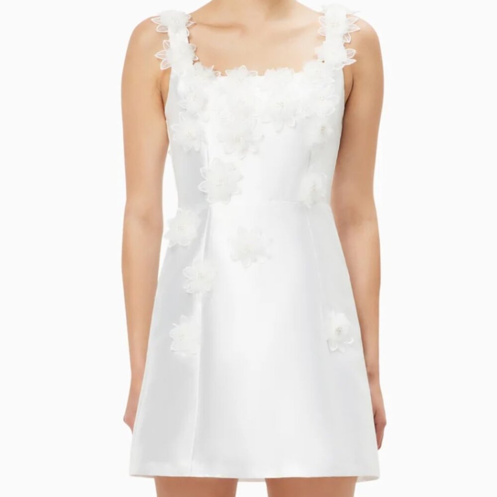Elliatt Elder Floral Decal Applique Mini Dress In White